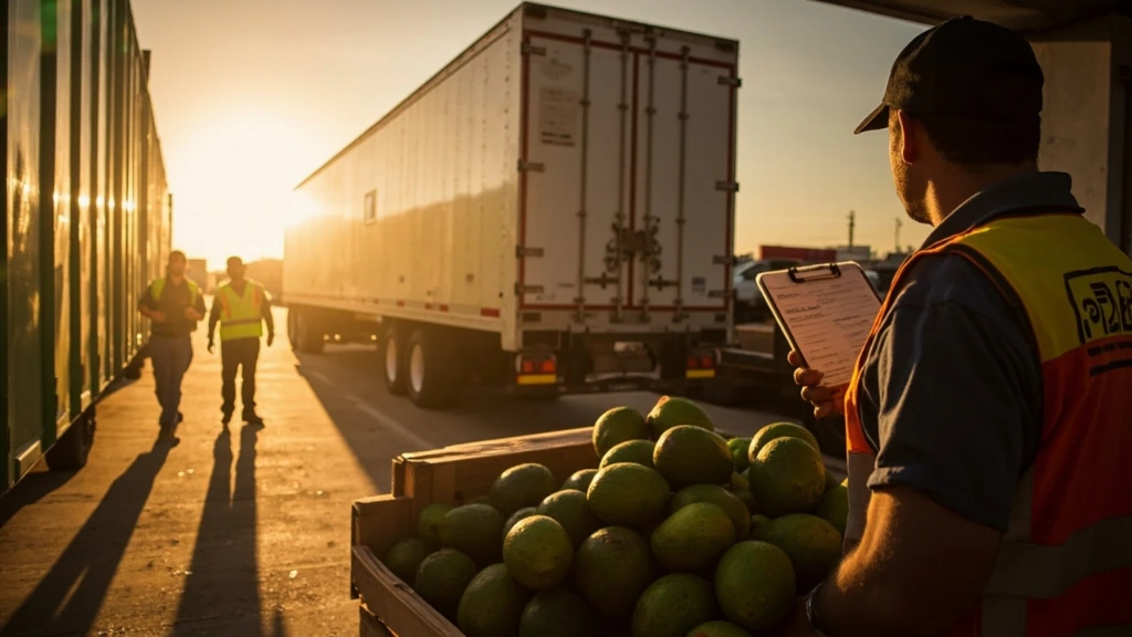 A refrigerated trailer docked at the GoSh Americas warehouse in Pharr, Texas during a pre-load inspection.