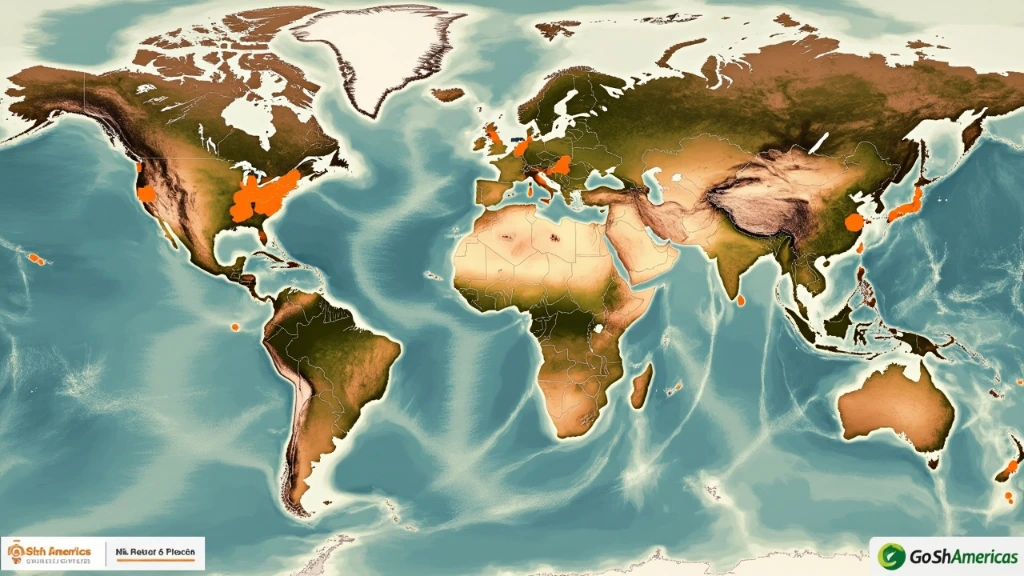 Editorial map plate showing fourteen Latin American origin nodes connected by cold-chain corridors to the GoSh Americas bonded gateway in Pharr, Texas.
